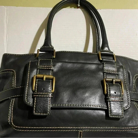 Michael kors black leather satchel handbag w - Picture 9 of 11